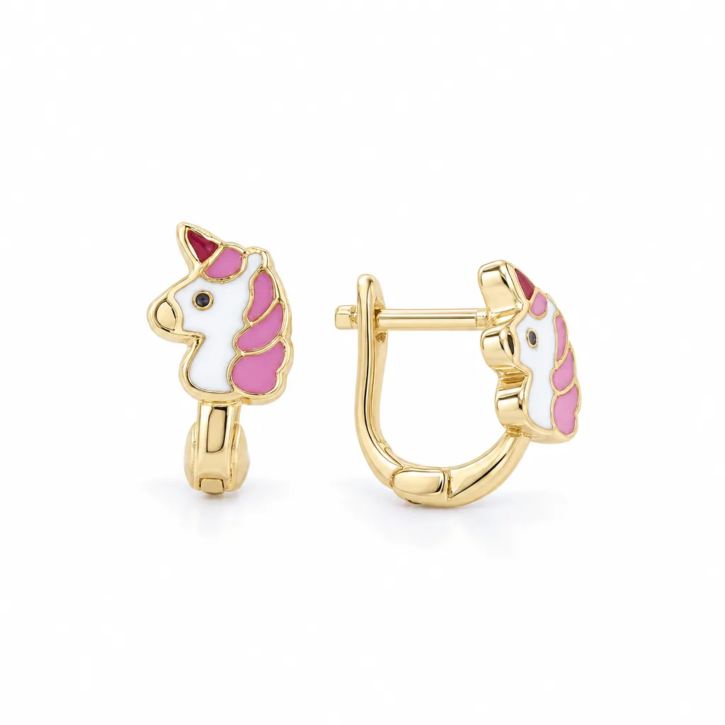 Pembe Detaylı Kedi Figürlü Küpe
