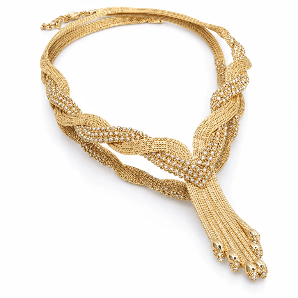 Örgü Formlu 14 Ayar Altın Kolye