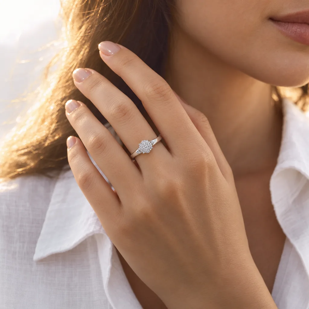 14 Ayar 0,16 ct Pırlantalı Çiçek Yüzük