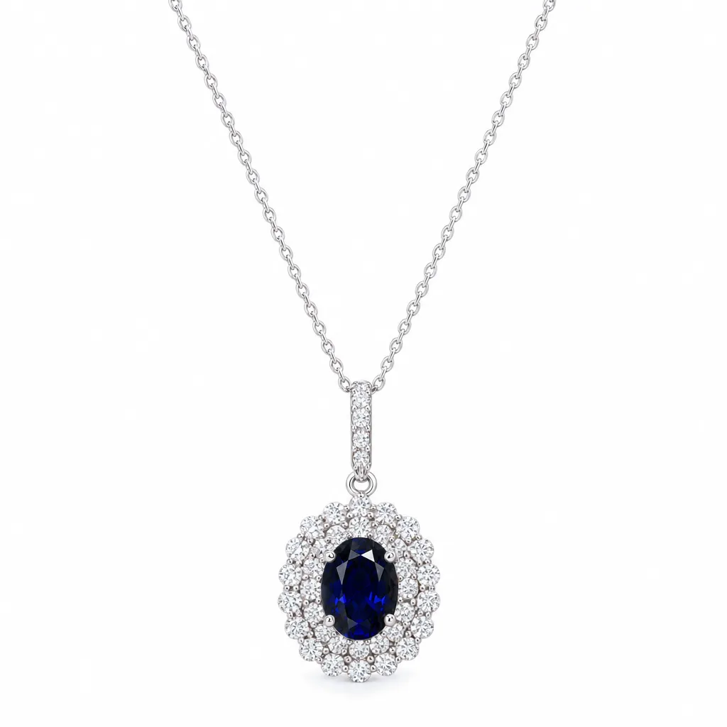 14 Ayar 1,59 ct Safirli Pırlanta Kolye
