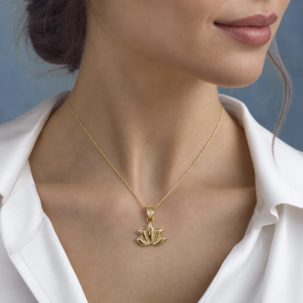 585 Ayar Lotus Kolye Ucu