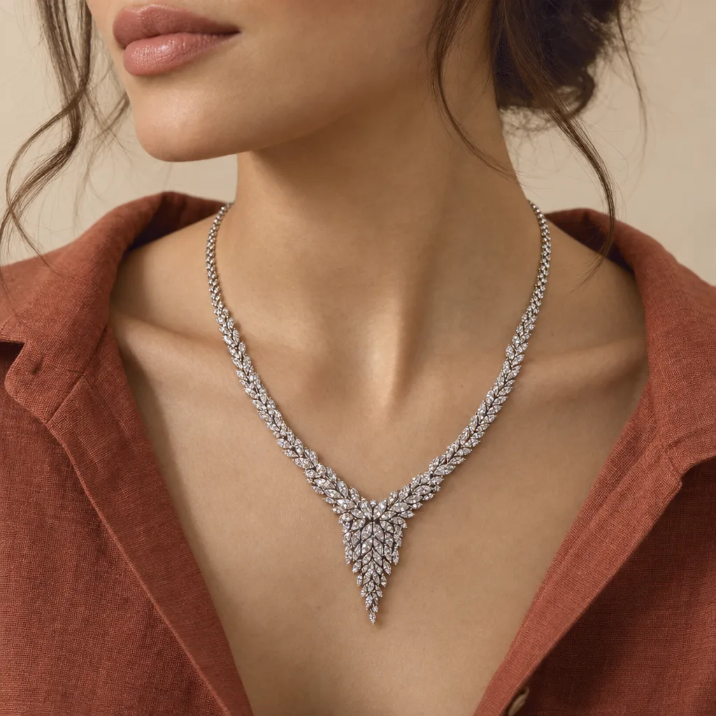 14 Ayar 5,88 ct Pırlanta Yaprak Kolye