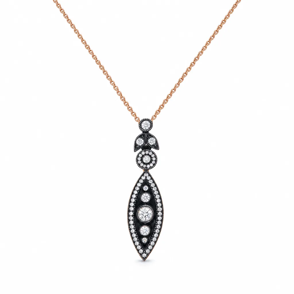 Oval Motifli Taş Detaylı 333 Ayar Kolye