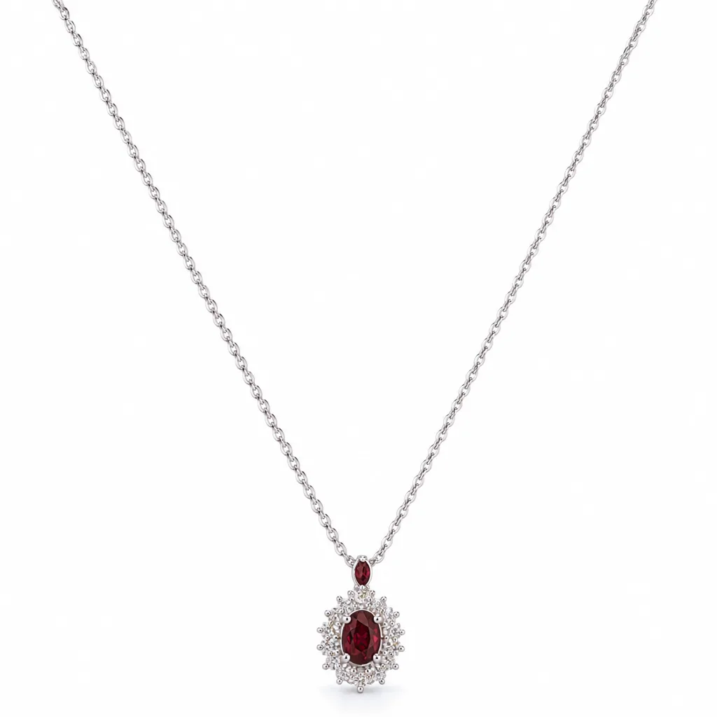 14 Ayar 0,80 ct Yakutlu Pırlanta Kolye