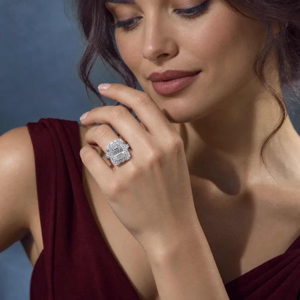14 Ayar 1,75 ct Pırlantalı Geometrik Yüzük