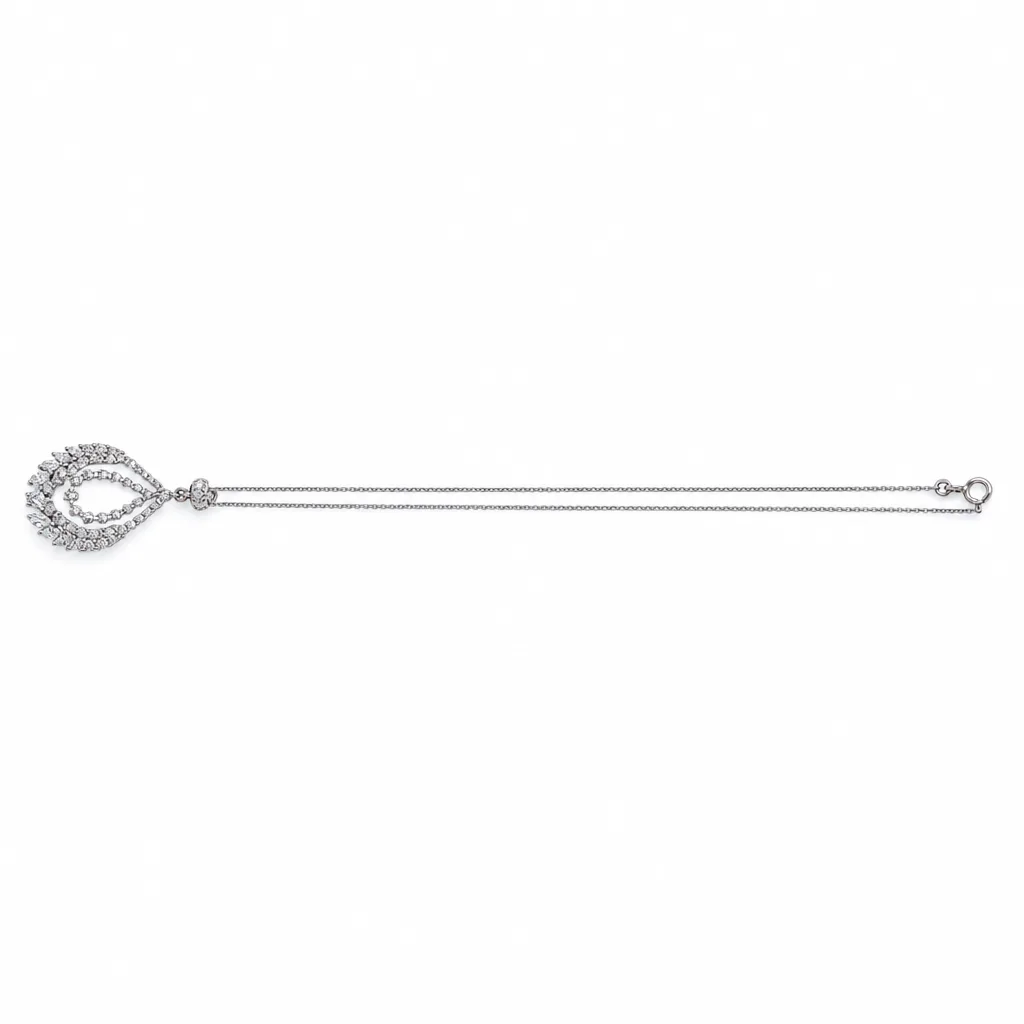 14 Ayar Pırlantalı Oval Form Kolye