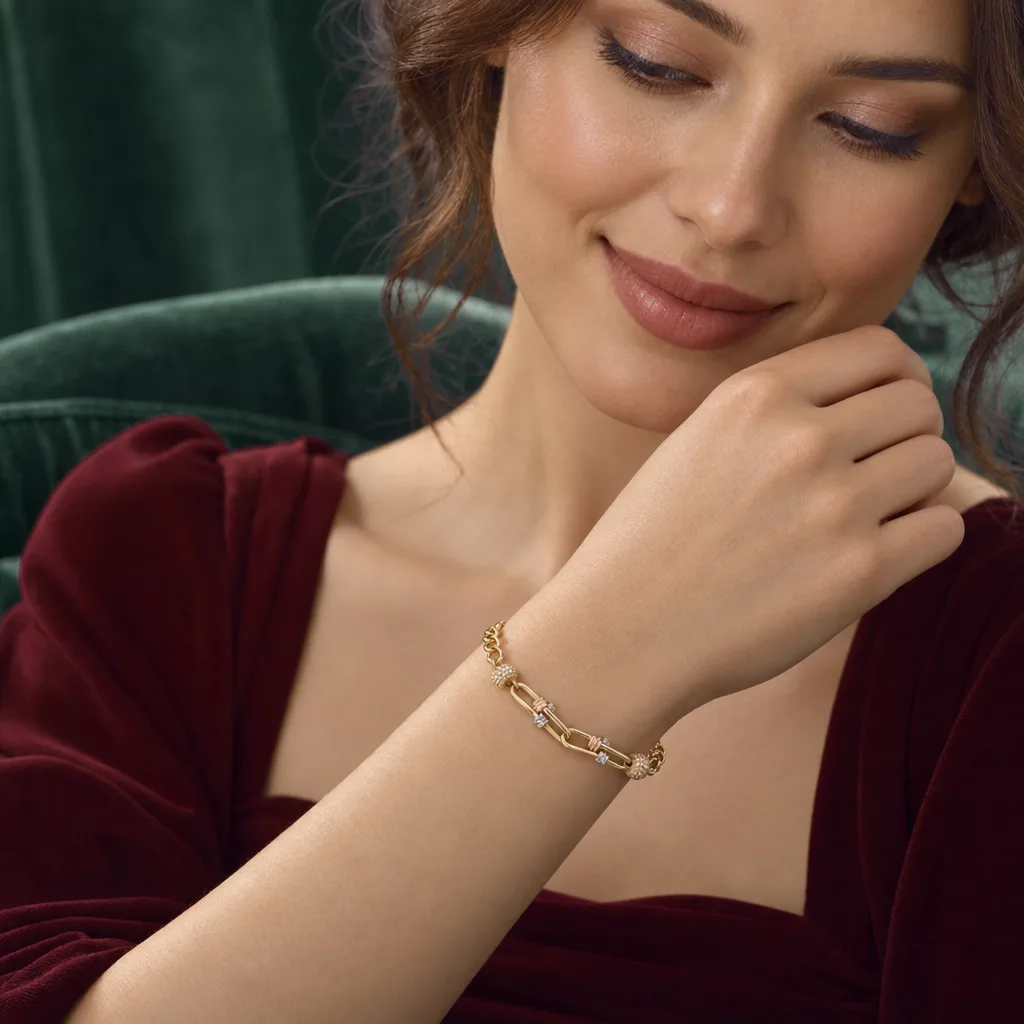 585 Ayar Altın Bağlantı Detaylı Bileklik
