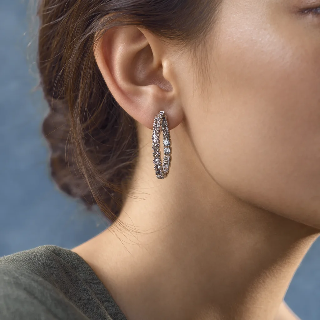 14 Ayar 1,46 ct Pırlantalı Halka Küpe