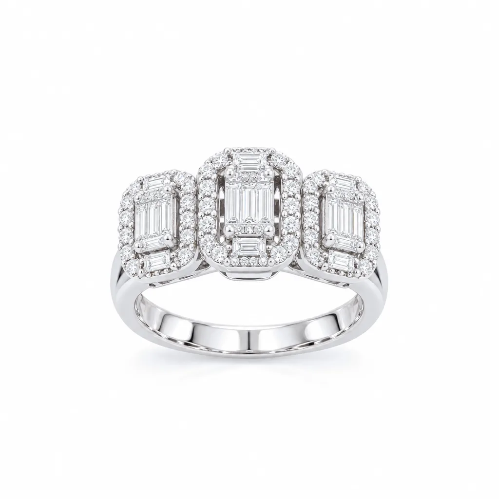 14 Ayar 0,52 ct Pırlantalı Geometrik Yüzük