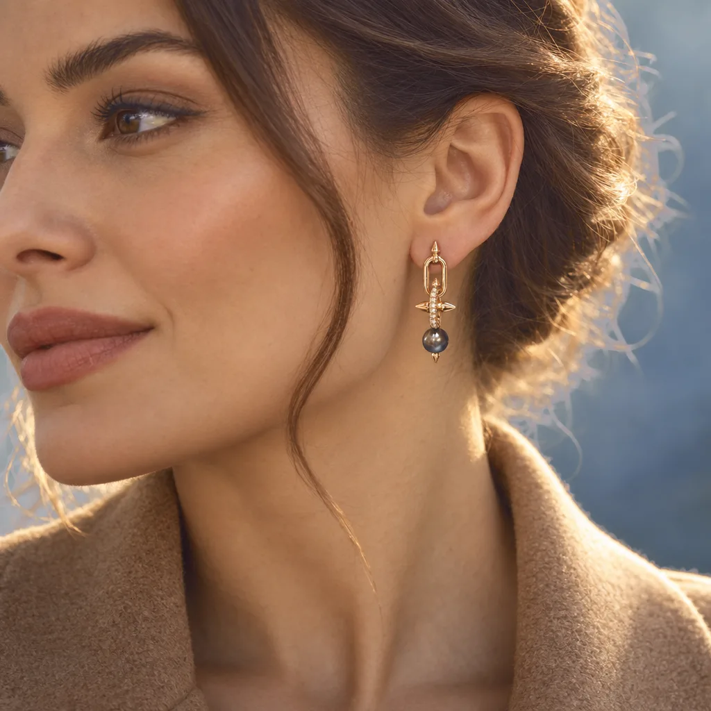 14 Ayar 0,46 ct Pırlantalı Sallantılı Küpe