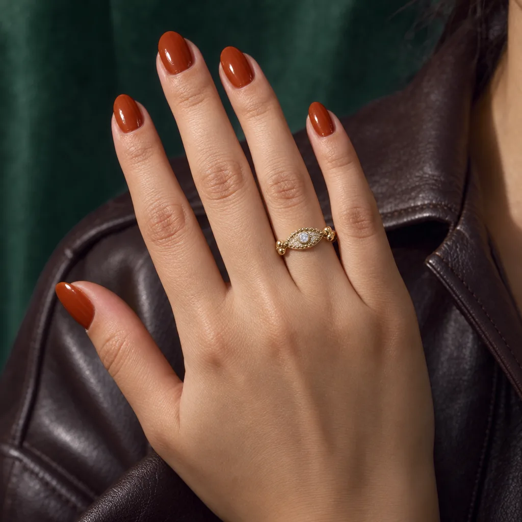 585 Ayar Oval Detaylı Taşlı Yüzük