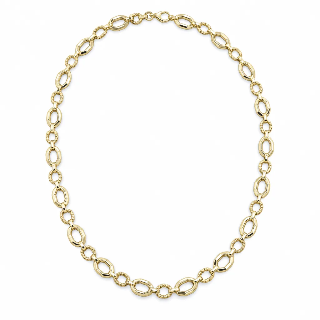 Oval Halkalı 585 Ayar Altın Kolye