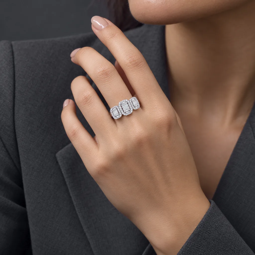 14 Ayar 0,52 ct Pırlantalı Geometrik Yüzük
