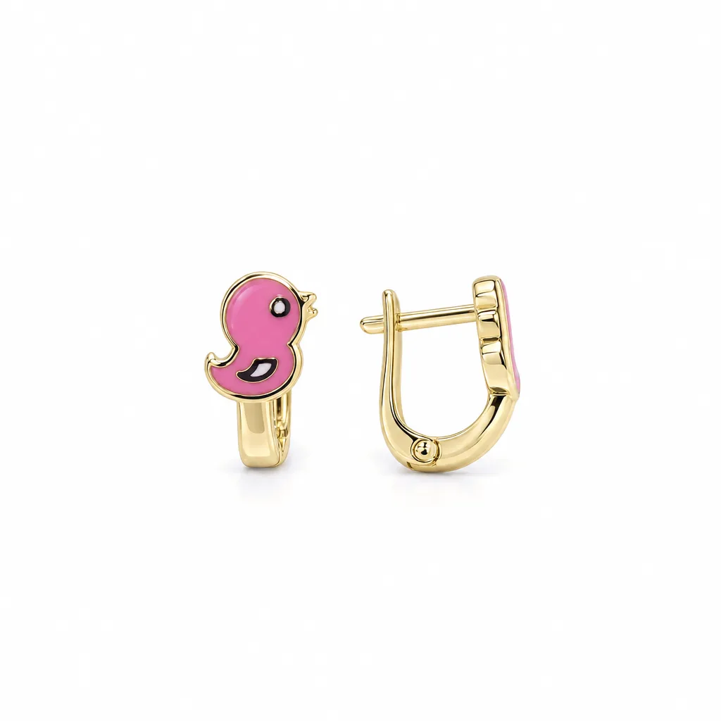 585 Ayar Pembe Motifli Küpe