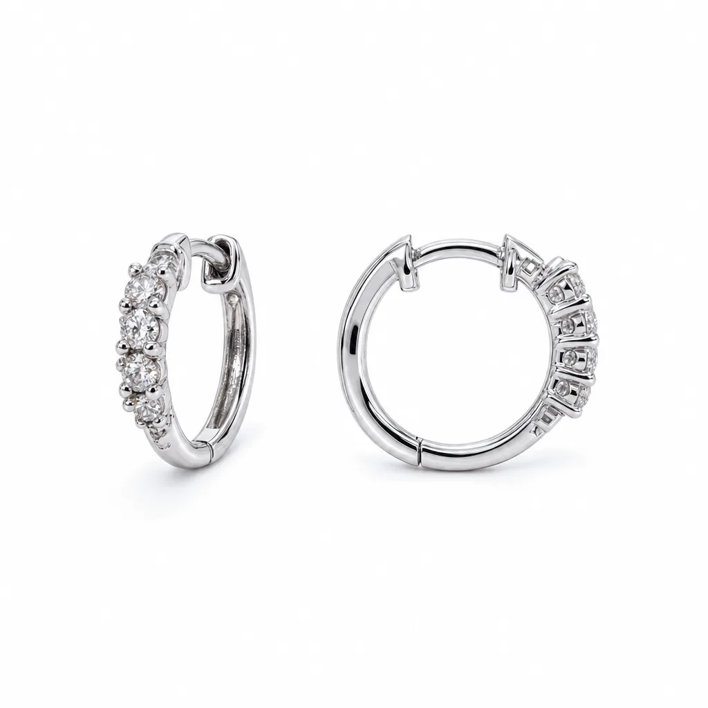 14 Ayar 0,35 ct Pırlantalı Halka Küpe