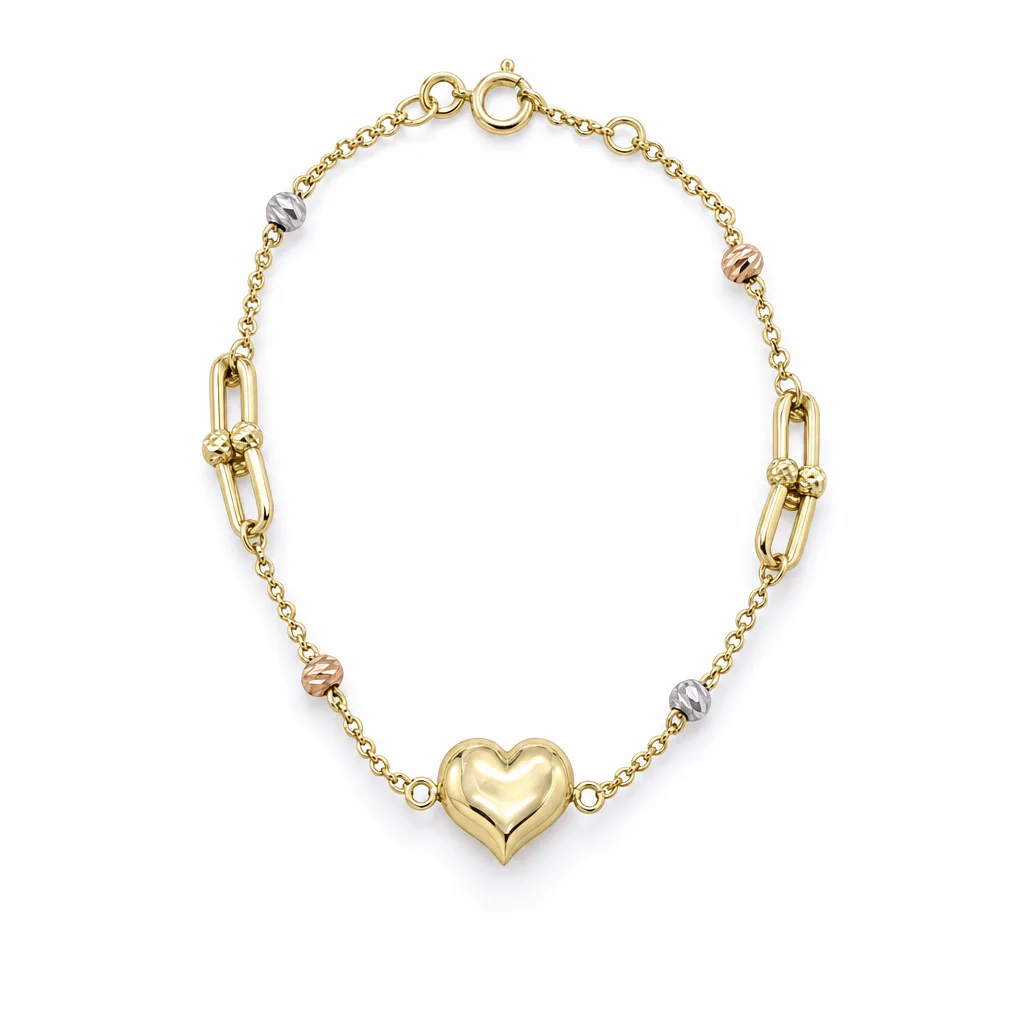 14 Ayar Kalp Motifli Altın Bileklik