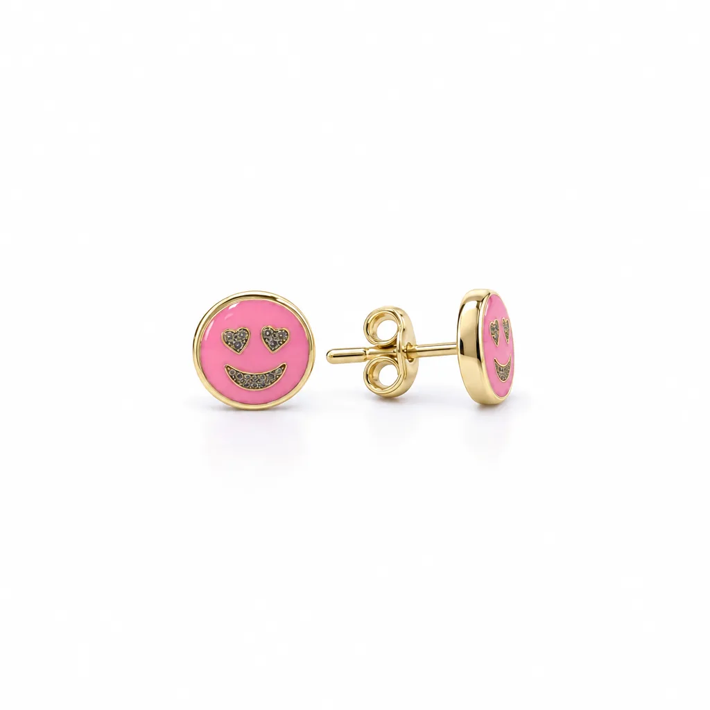 Pembe Gülümseme 585 Ayar Küpe