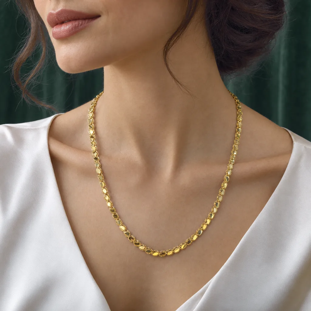 Oval Halkalı 585 Ayar Altın Zincir