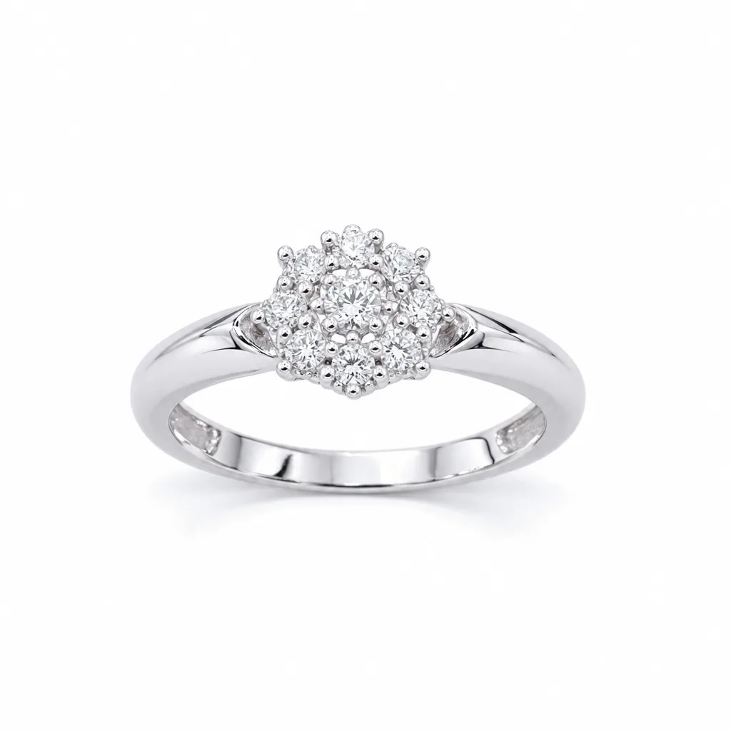 14 Ayar 0,16 ct Pırlantalı Çiçek Yüzük