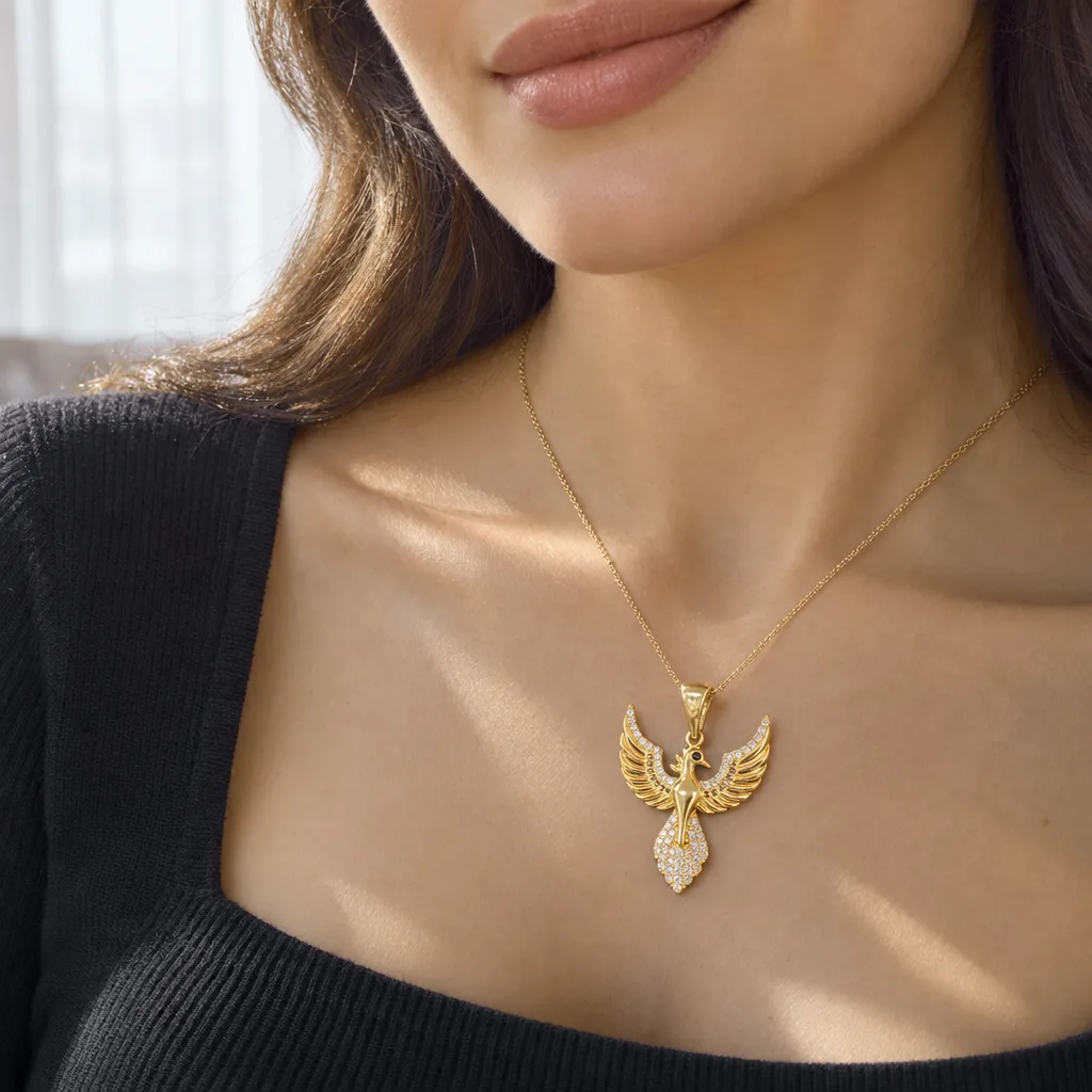 Kanatlı Kuş 585 Ayar Altın Kolye Ucu