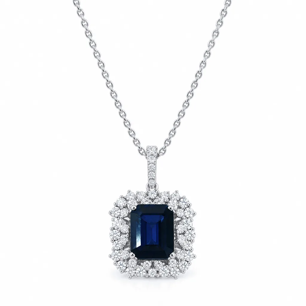 14 Ayar 3,03 ct Safir ve Pırlanta Kolye