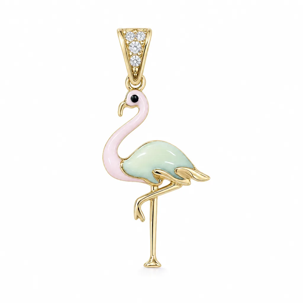 14 Ayar Altın Flamingo Kolye Ucu