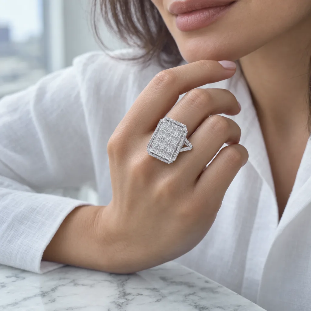 14 Ayar 1,77 ct Pırlanta Geometrik Yüzük