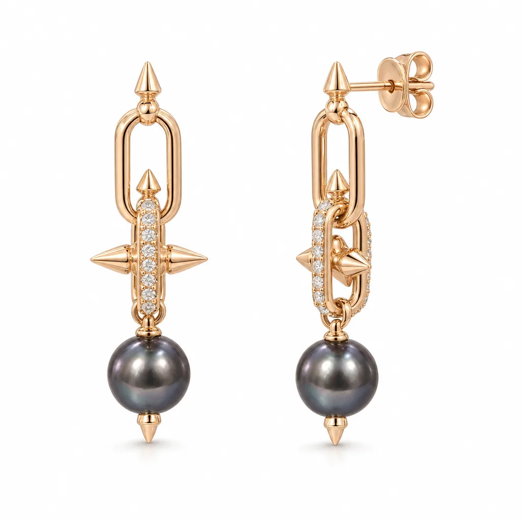 14 Ayar 0,46 ct Pırlantalı Sallantılı Küpe