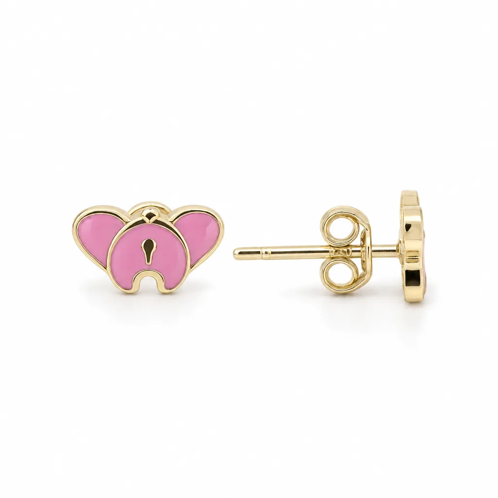 Pembe Kalp 585 Ayar Çocuk Küpe