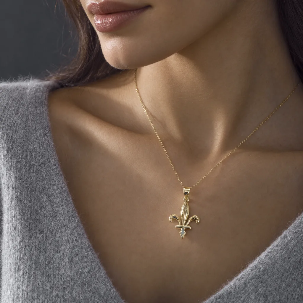 585 Ayar Fleur-de-Lis Kolye Ucu