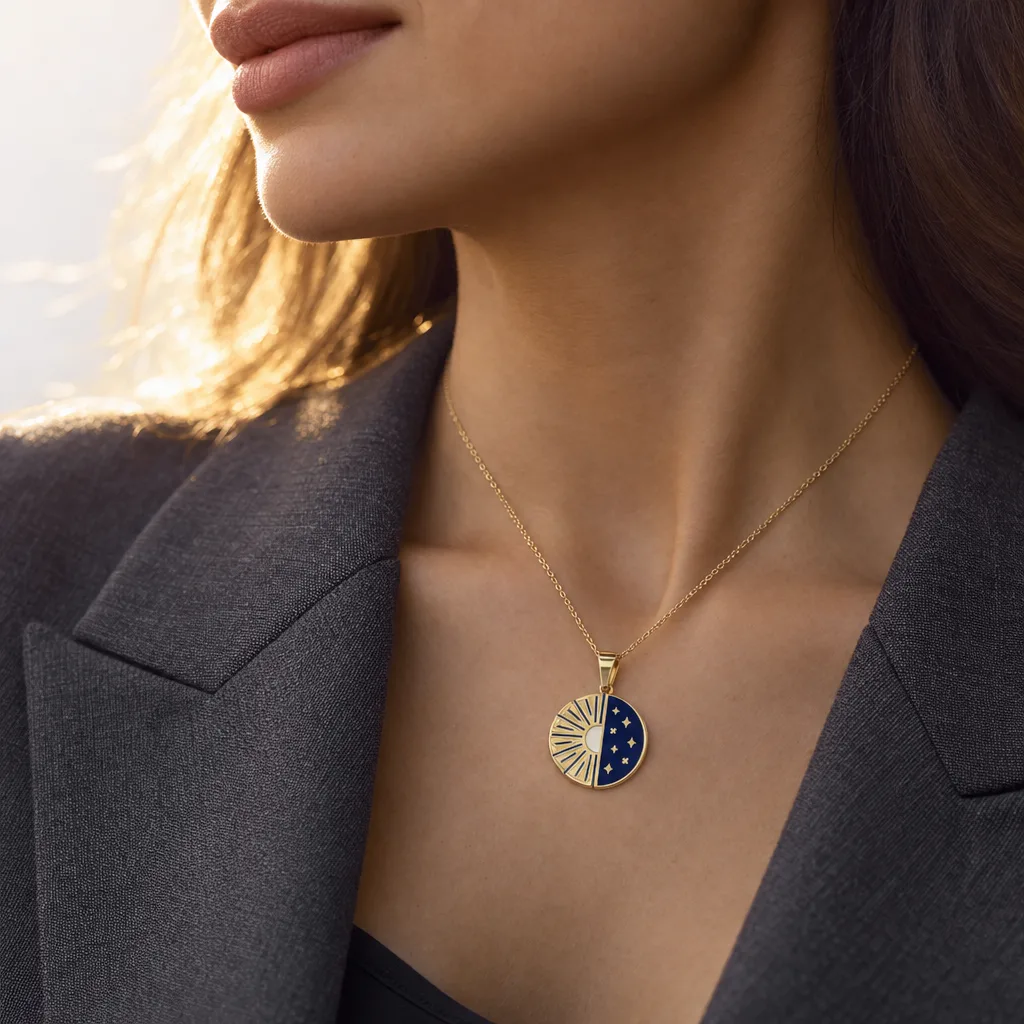 Güneş ve Yıldız 585 Ayar Kolye Ucu